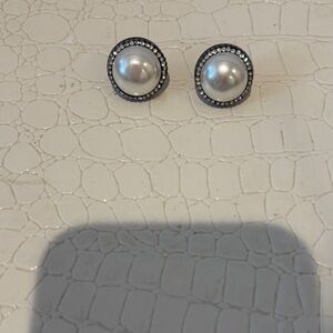 Elegant Pearl Stud Earrings with Silver Accents